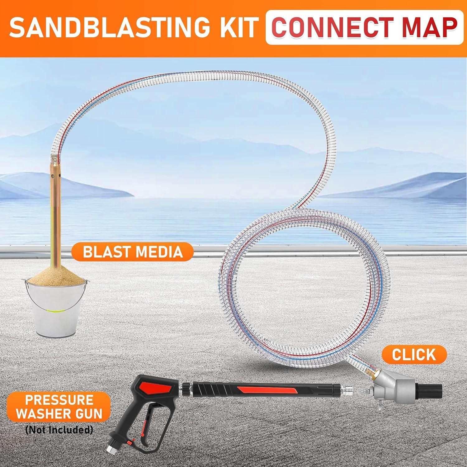 Professional Dustless Sand Blasting Kit for Graffiti & Rust Removal – 5000 PSI