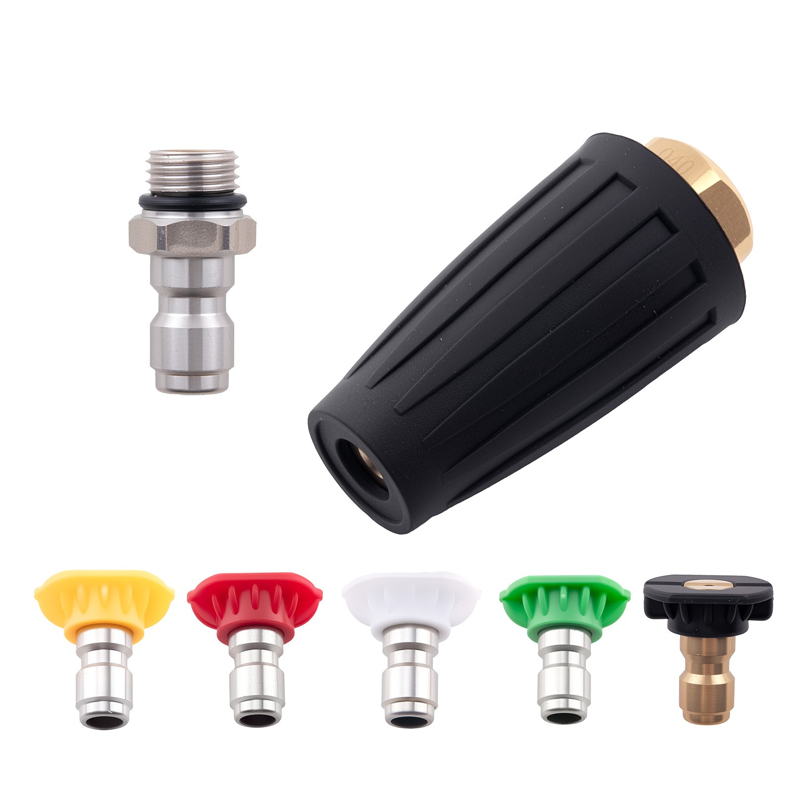 4000 PSI High Pressure Washer Nozzle Kit Turbo + 5 Color Spray Nozzle Tips 1/4″