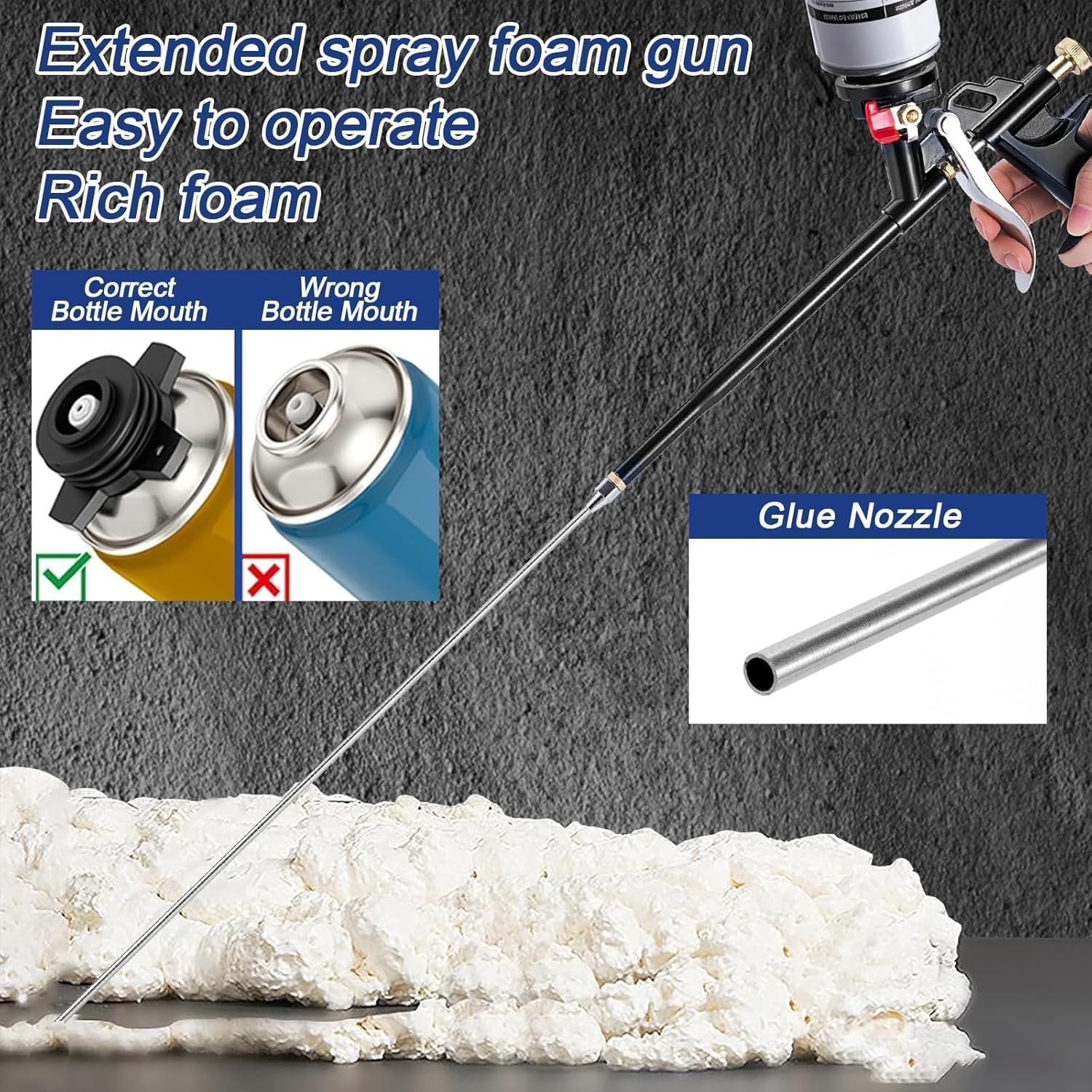 Multi-Purpose Foam Insulation Gun with Three Stainless Steel Nozzles Included