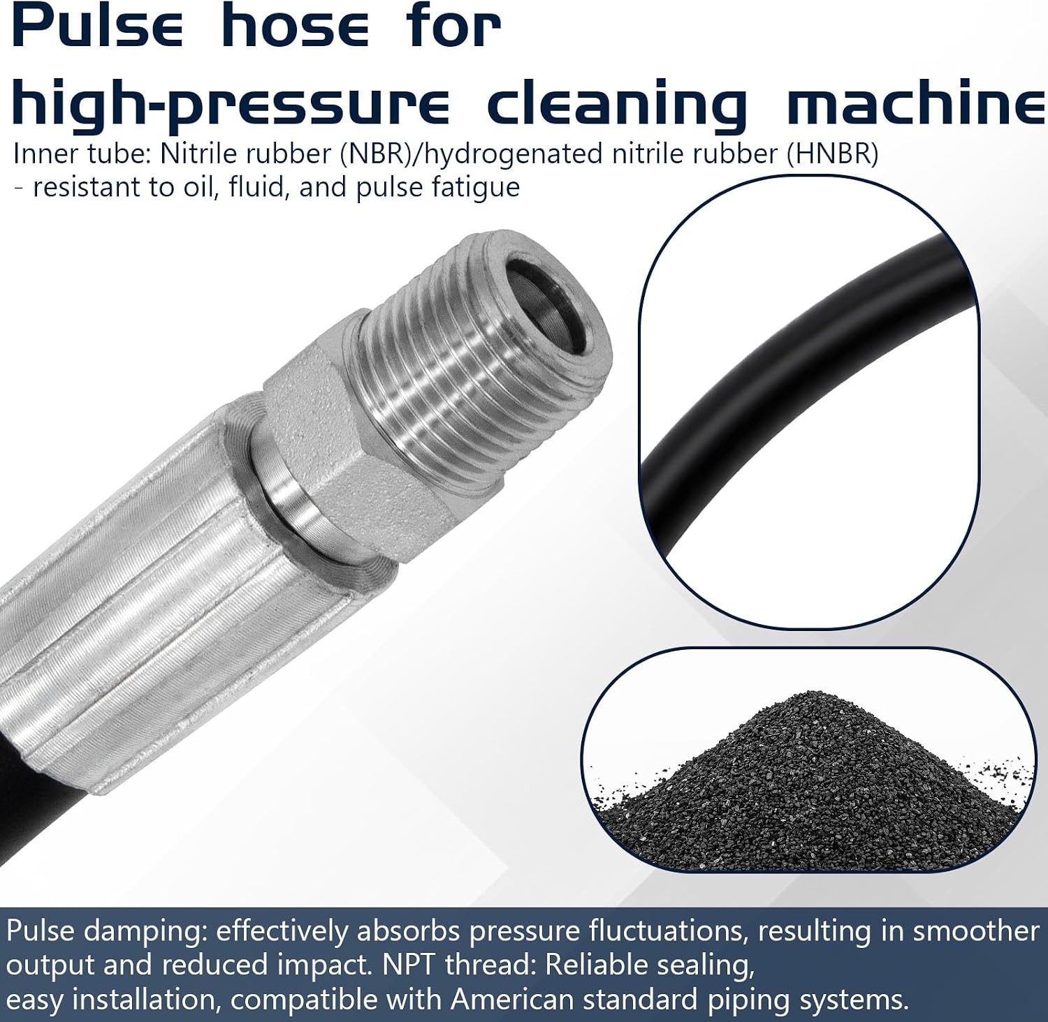 12 Inch 3000 PSI Pressure Washer Pulse Hose – Fit 2600 PSI Excell Devilbiss XR V