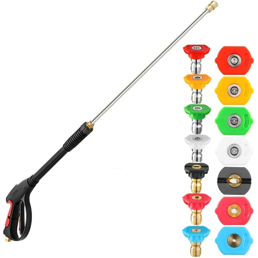4000PSI High Pressure Car Power Washer Gun Spray Wand Lance With 7 Nozzle Black