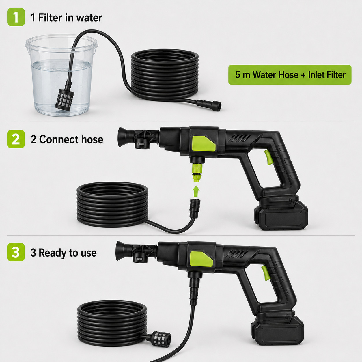 21V Cordless Pressure Washer Portable Power Cleaner Car Wash w/ Battery & Case