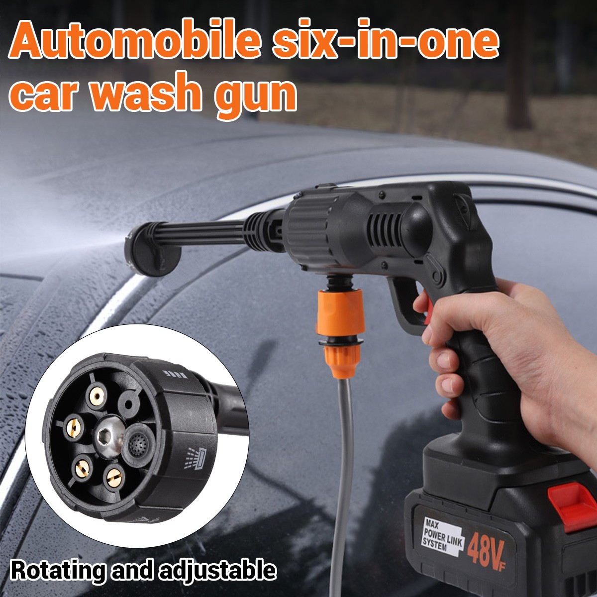 Portable Cordless Electric High Pressure Water Spray Gun Car Washer Cleaner Tool