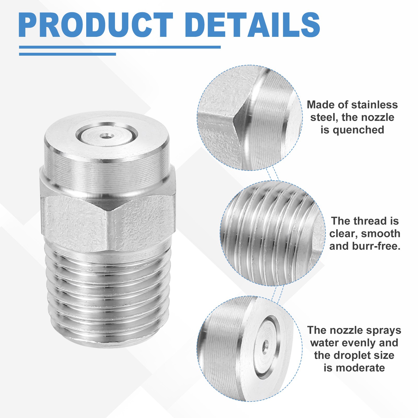 Surface Cleaners Tips Thread Nozzle, 1/4 Inch NPT Male, 030 Orifice, 0 Degree