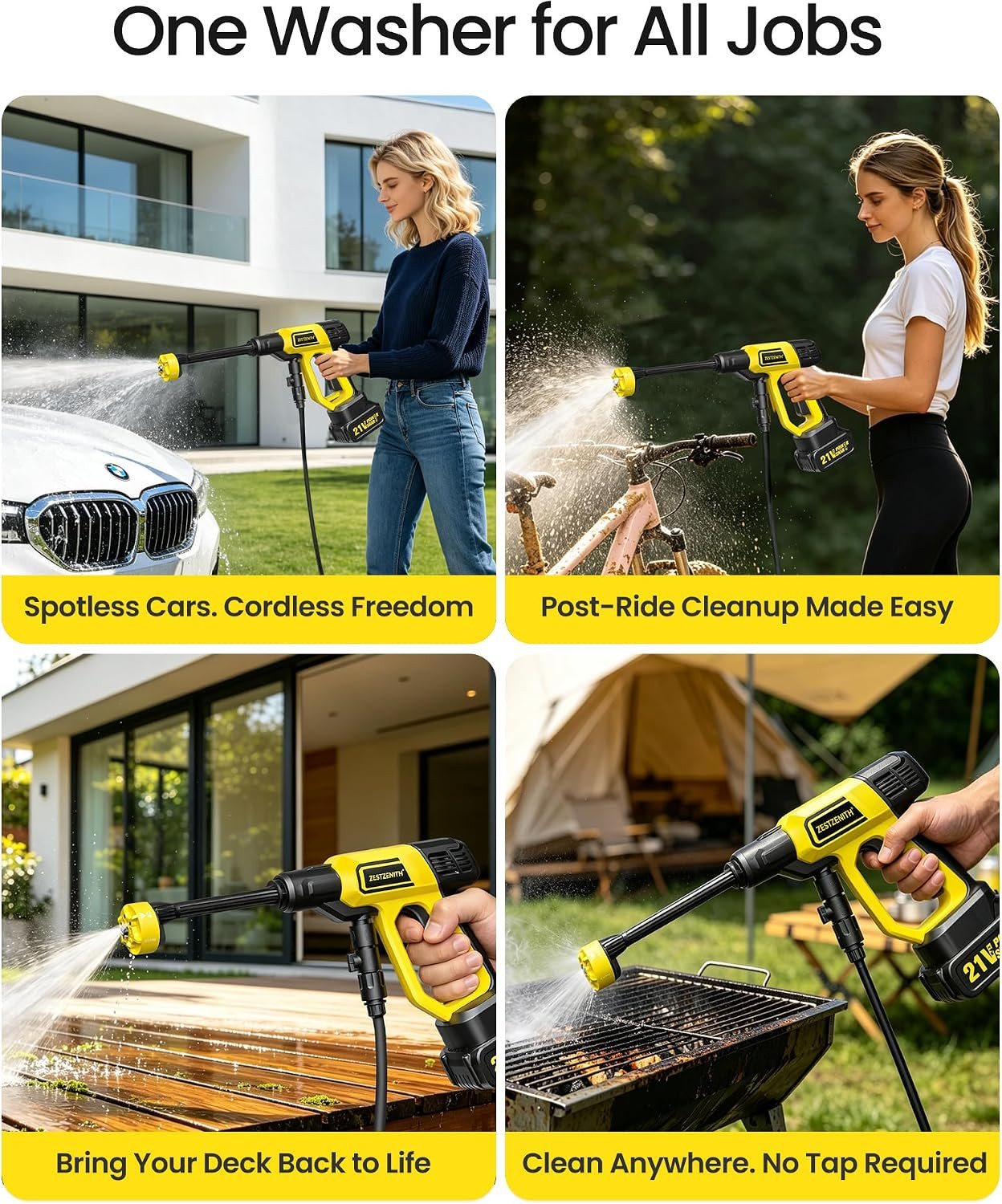 Cordless Pressure Washer Battery Powered, Handheld Cordless Power Washer | 1100