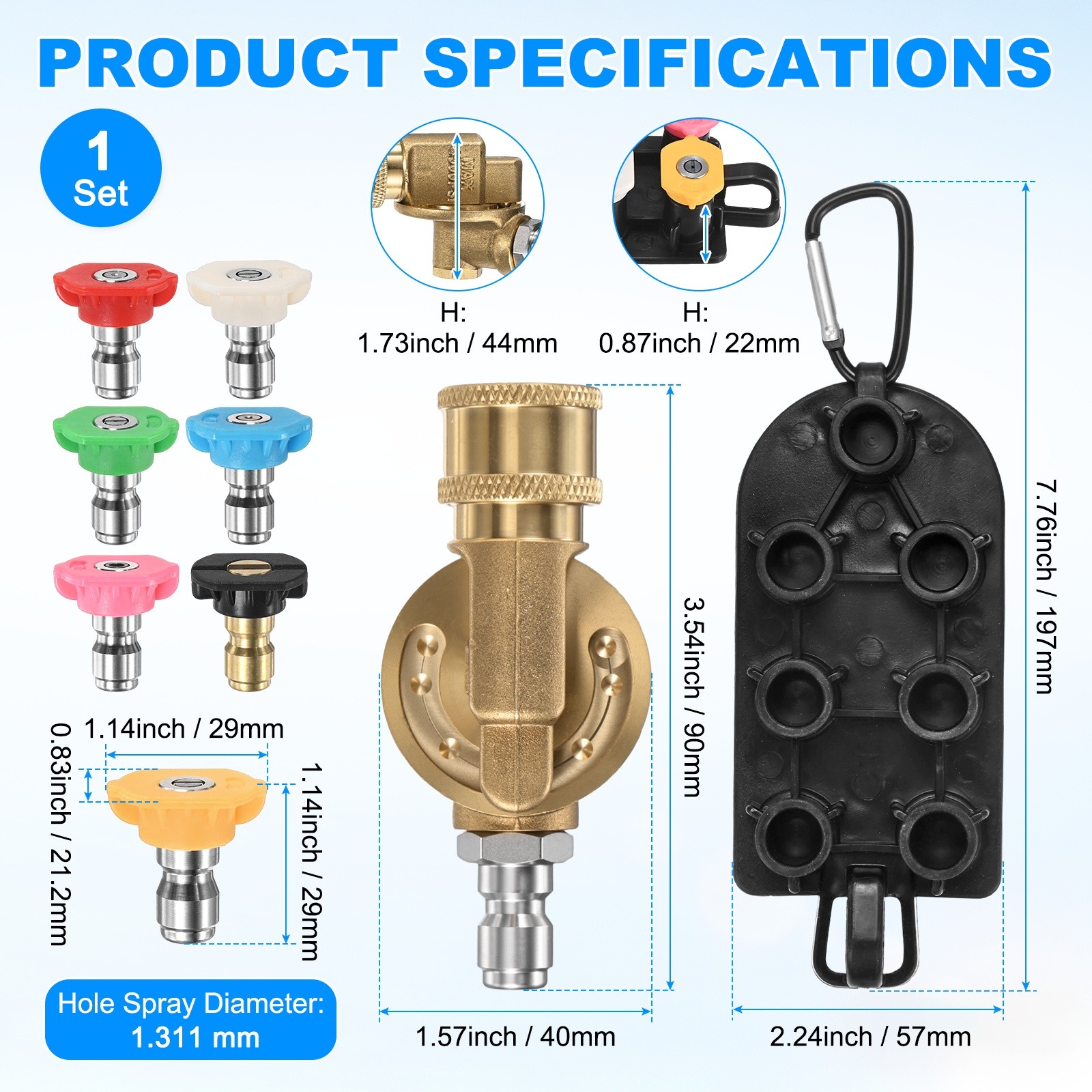 Pivoting Coupler Kit 240 Degree with 7 Angles, 7 Spray Nozzle Tips, 4.5GPM