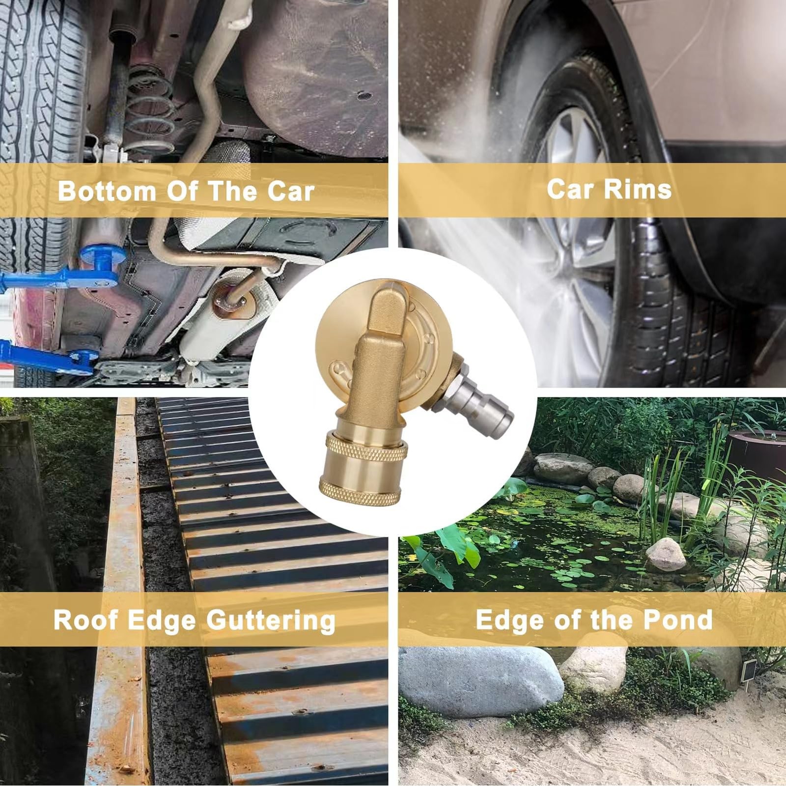 Pressure Washer Pivoting Coupler Kit – 240 Degree Rotation, Includes Gutter C…