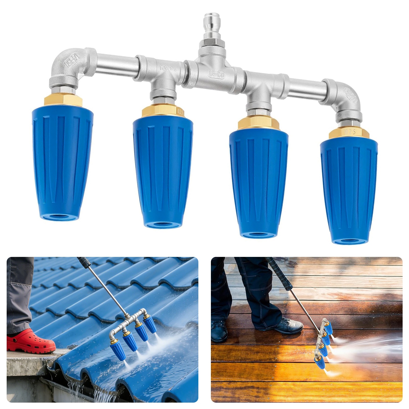 4in1 Pressure Washer Four Turbo Nozzle 360° Rotating 1/4″ Quick Connect 4000 PSI