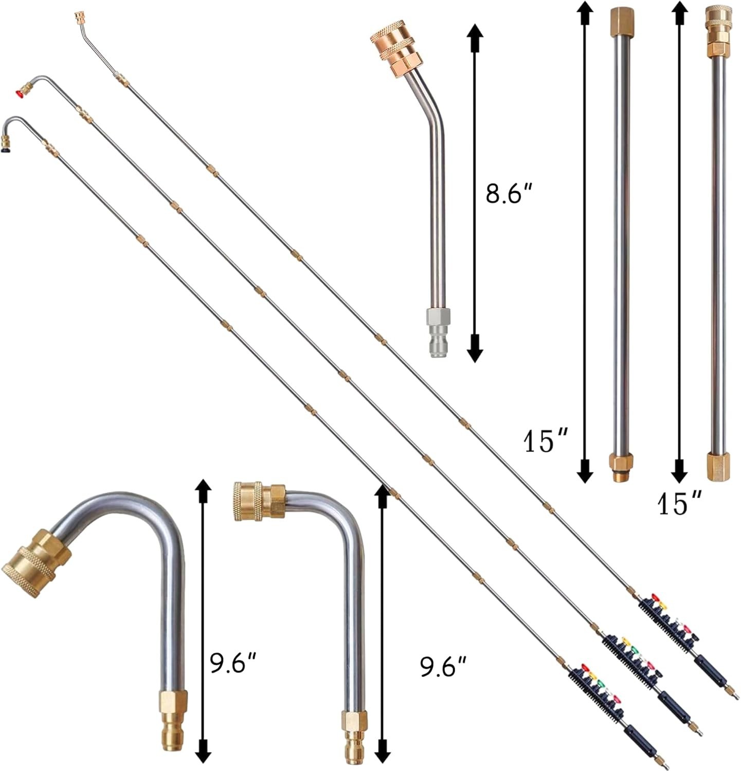 9-Pack Heavy-Duty Pressure Washer Extension Wand Set