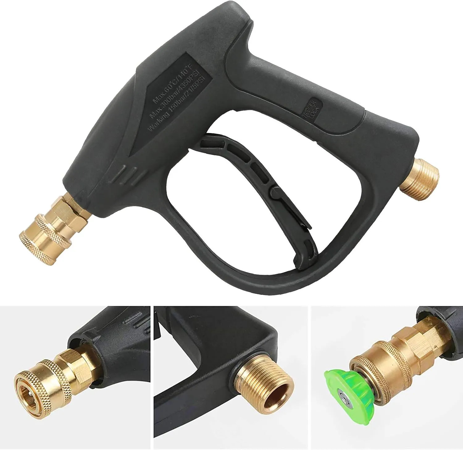 High Pressure Washer Gun 3000 PSI With 5 Color Quick Connect Nozzles M22-14 Hose