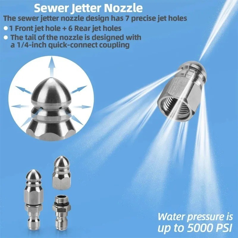 1/4″ Female NPT Pressure Washer Sewer Jetter Nozzle for Drain Hose Connector