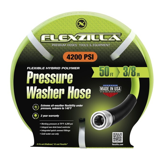 Flexzilla Pressure Washer Hose 3/8 in x 50 ft 4200 PSI Cold Water No Kinking!