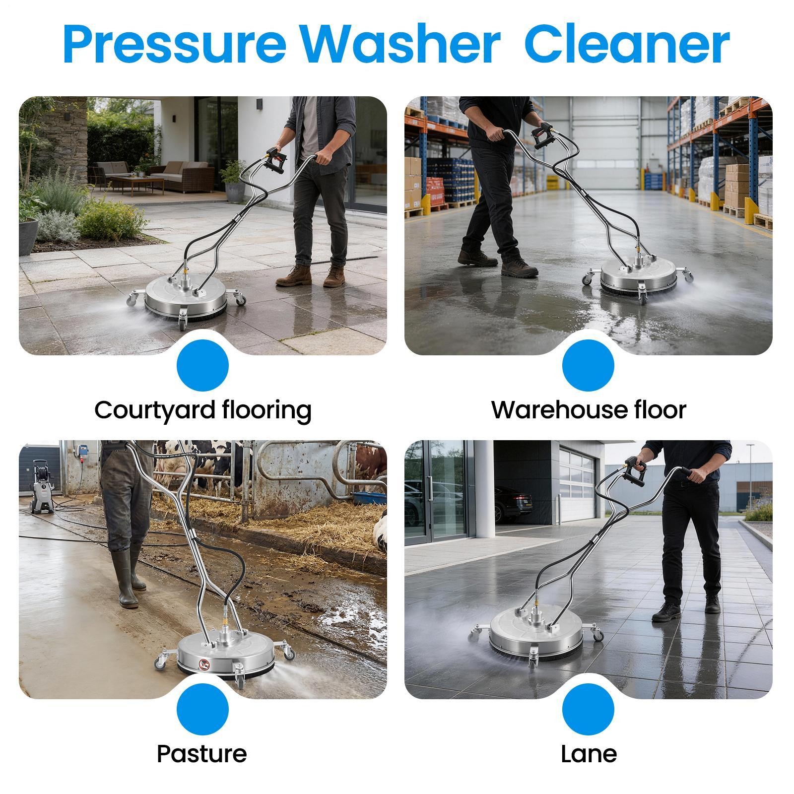 24″ Stainless Steel Commercial Dual Handle Power Washer Surface Cleaner 4000PSI