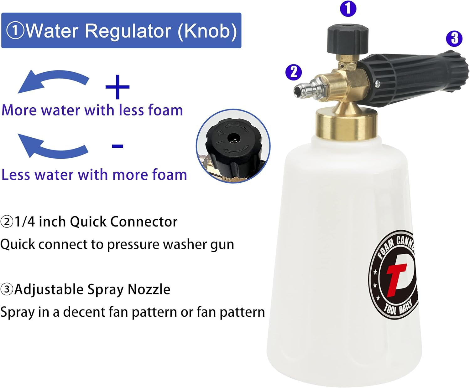 Pressure Washer Foam Cannon for Car Wash, Snow Foam Lance, Additional Orifice No