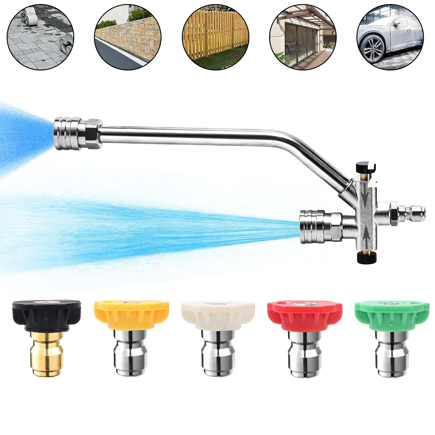 Foam Cannon Dual Connector Pressure Foam Blaster 1/4″ Lance Nozzle + 5 Nozzles