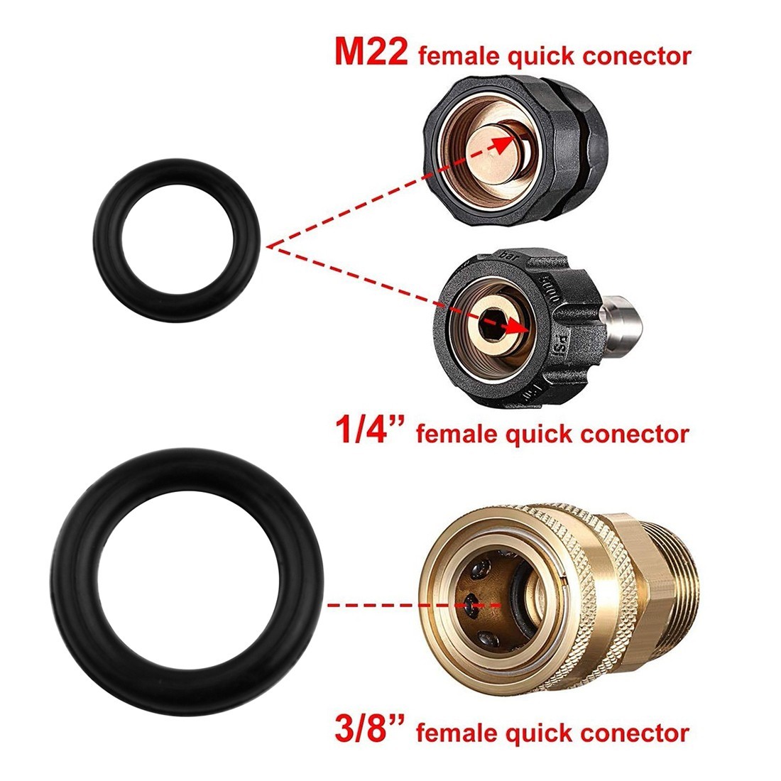 80 Pcs/Set 1/4 M22 + 3/8 O Rings For Pressure Washer Hose Quick Disconnect Kits