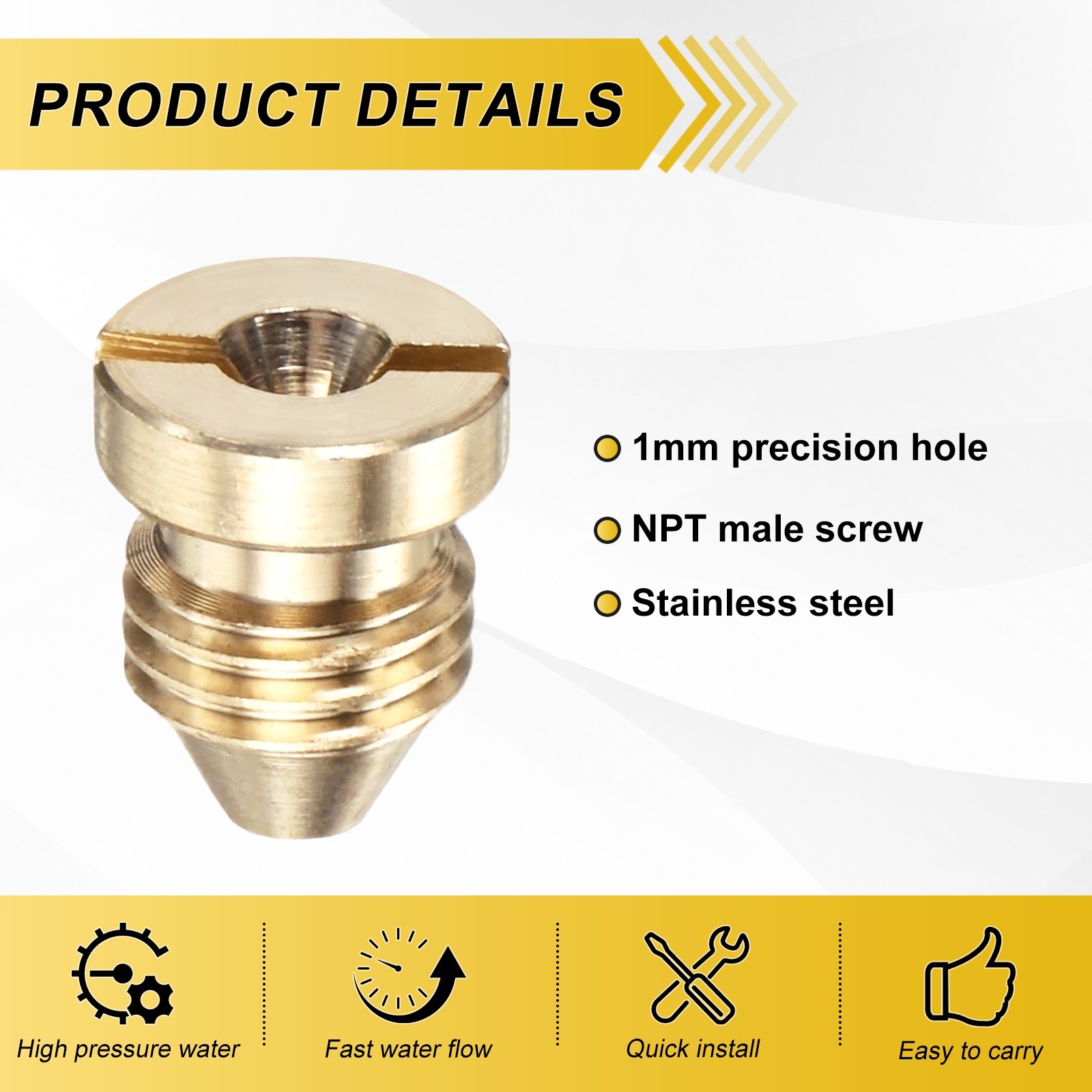 1-Set 1mm Copper Orifice Foam Cannon Nozzles and Single Layer Foam Maker Meshes