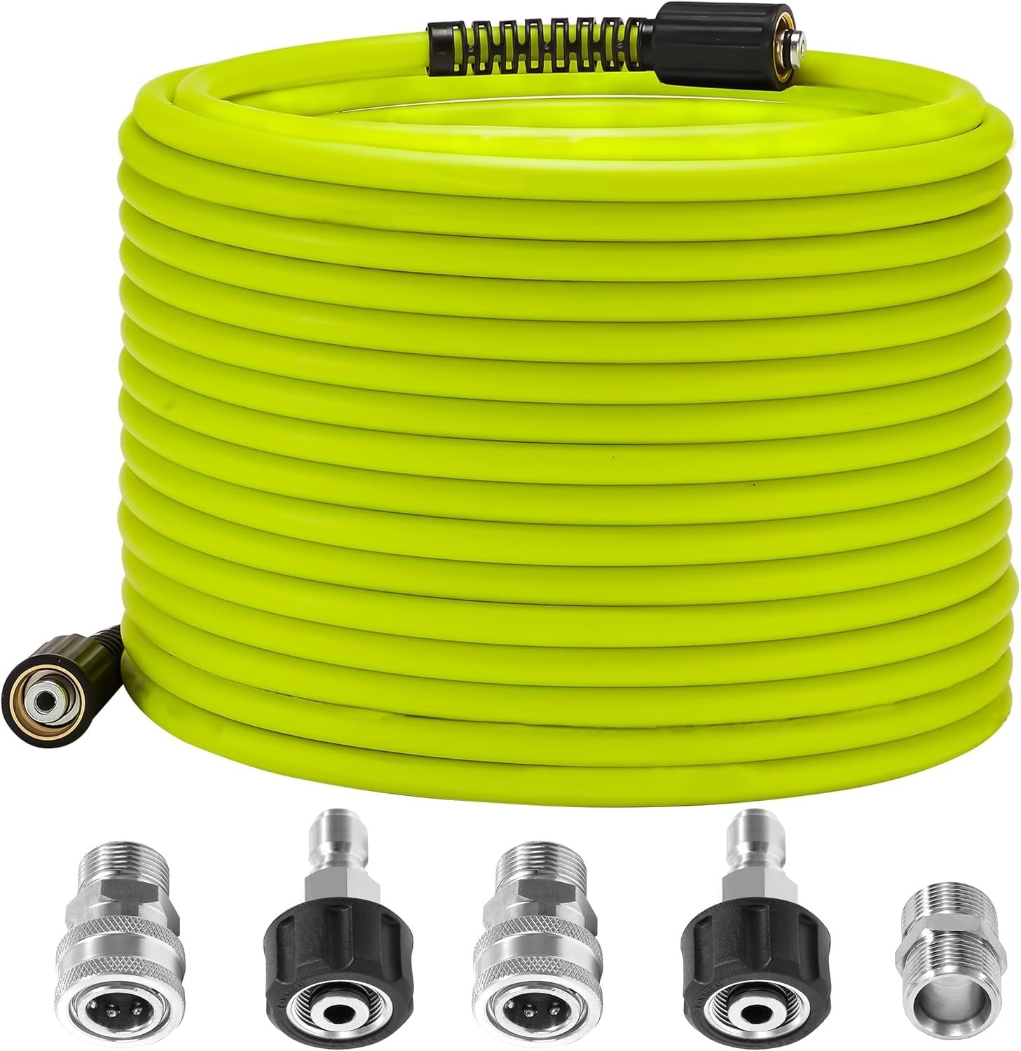 50 FT x 1/4″ Pressure Washer Hose with Secure M22 Quick-Connect Adapters