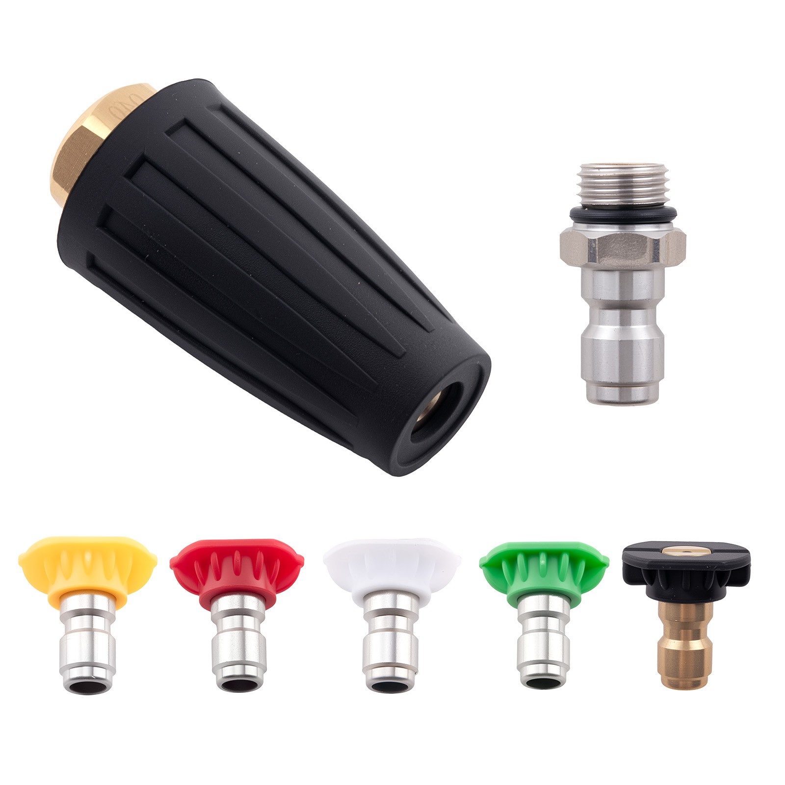 4000 PSI Rotating Turbo Nozzle + 5 Angle Tips for Power Washer 1/4″ QC