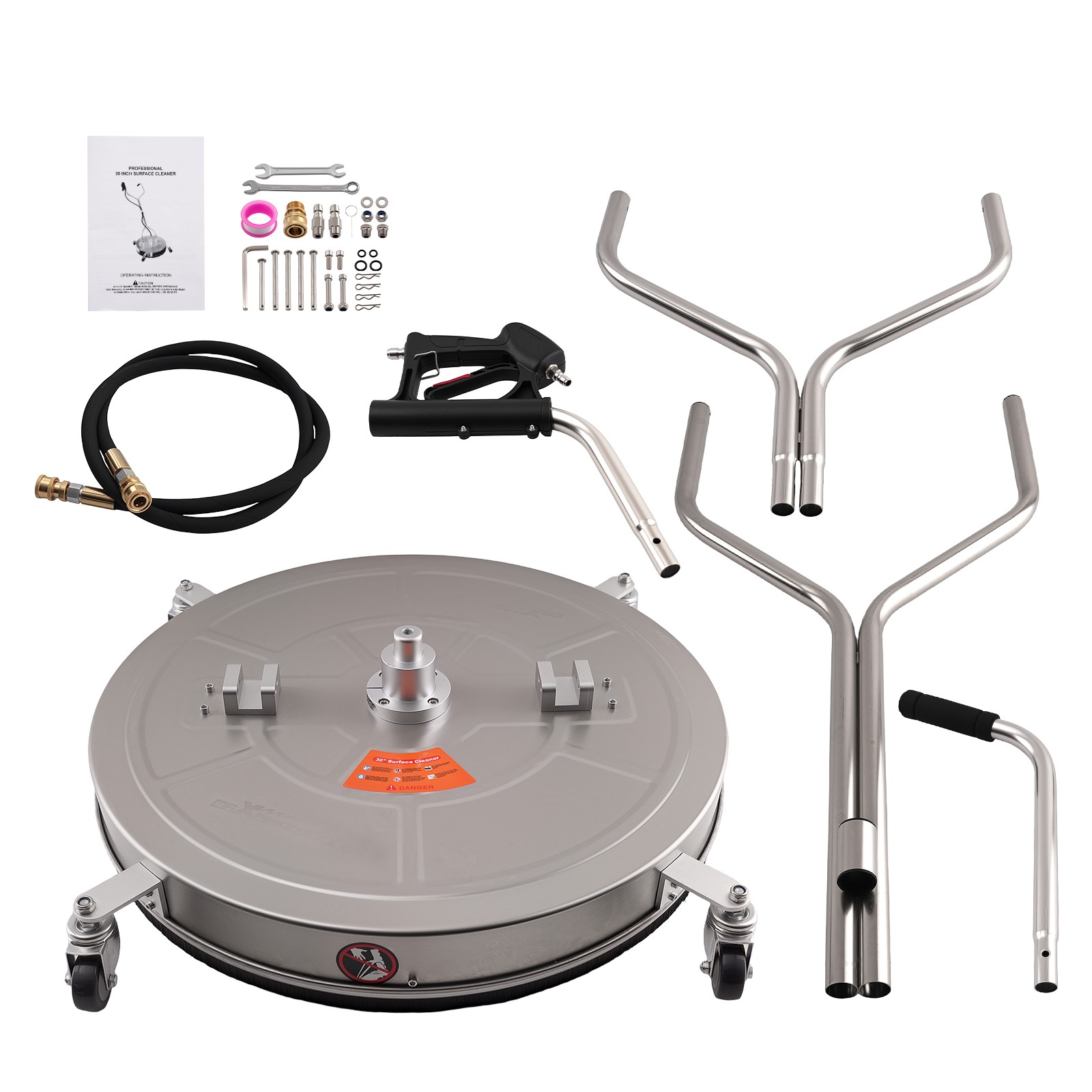 30 inch Pressure Washer Surface Cleaner 6000 PSI Stainless Steel 4-Wheel