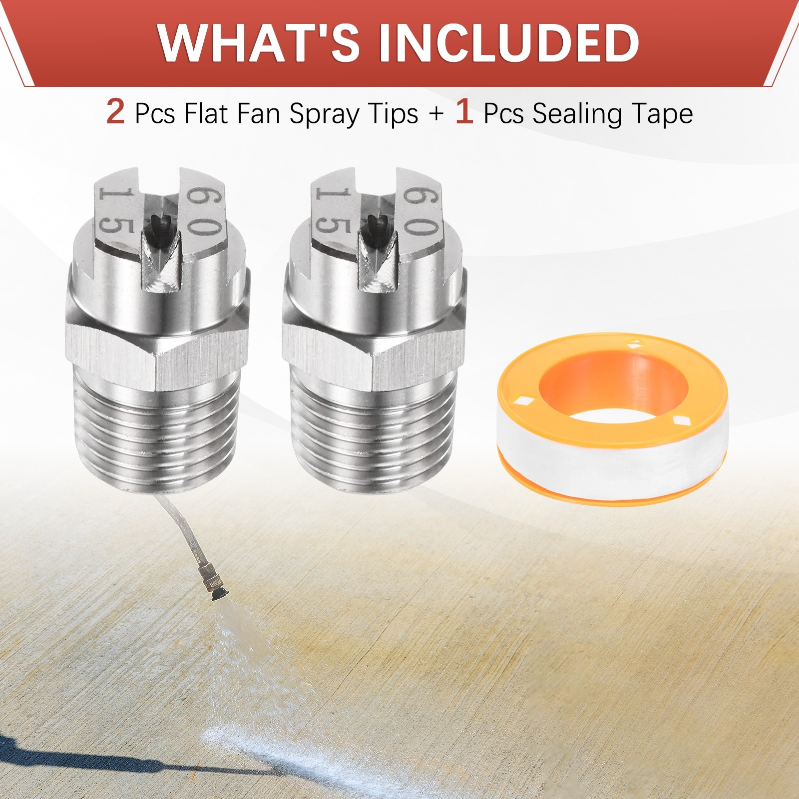 1/4″BSP 60° Flat Fan Spray Tip [3PCS] – Pressure Washer Nozzles [2.4MM]