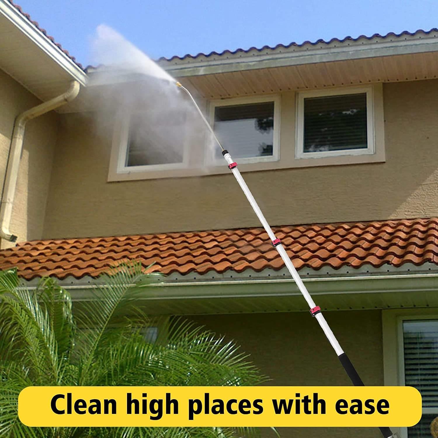 24 FT Pressure Washer Telescoping Wand with 5 Spray Nozzle and 2 Extension Wand