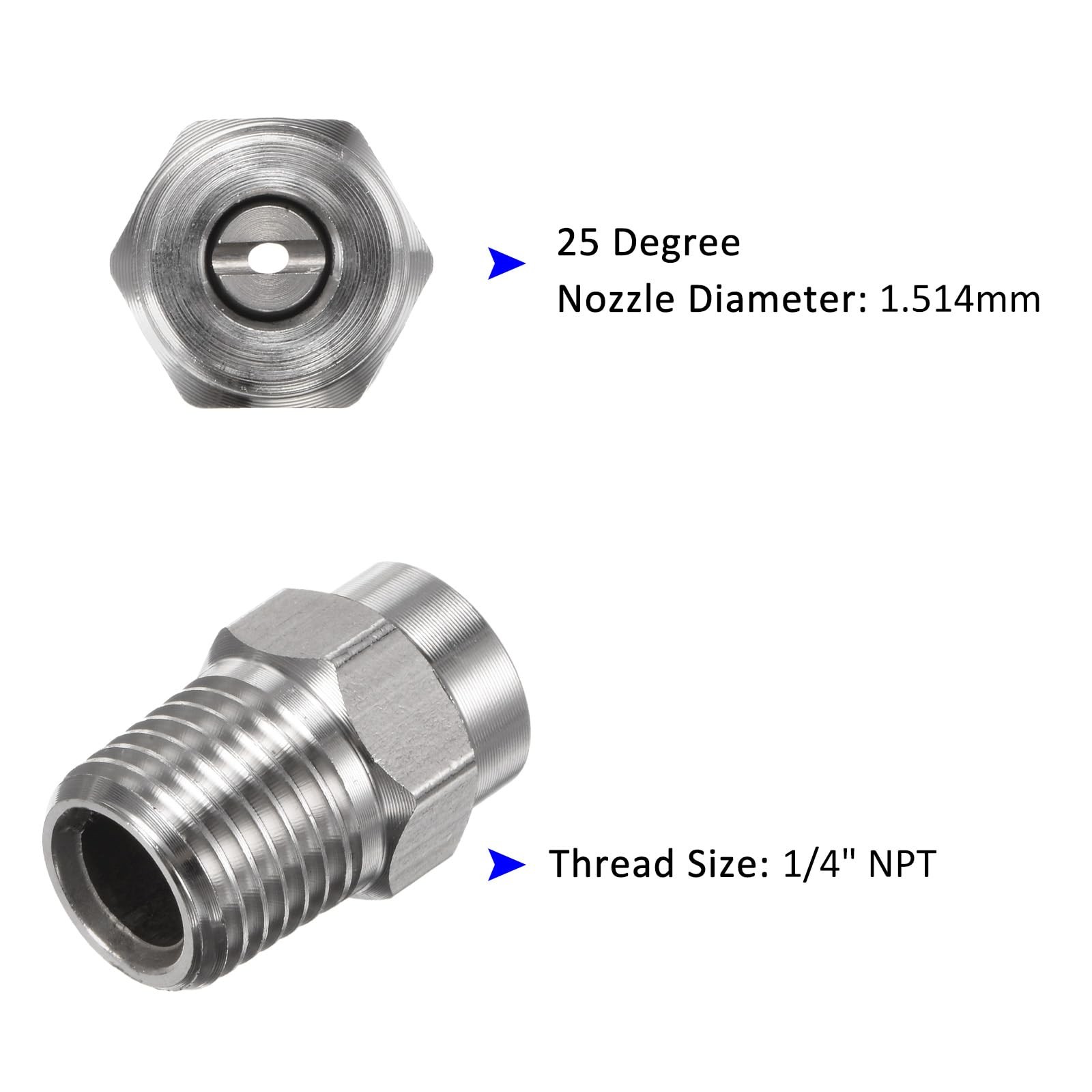 Surface Cleaner Nozzle Tips 6 Pack 25 Degree 1/4 NPT Male Replacement