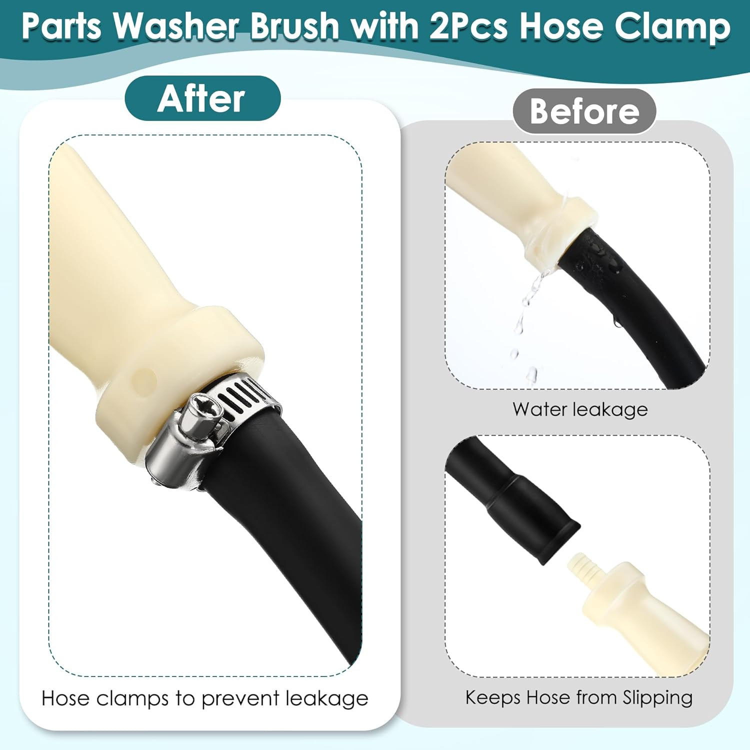 Parts Washer Brush with 27.5 Inch Flow Hose, Wear Resistant Cleaning Tool with 2