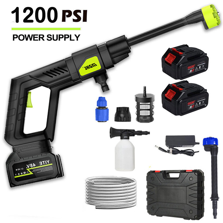 Lavadora de coches de 1200 PSI con batería de 4,0ah 2*12000mAh 6-en-1 Boquilla
