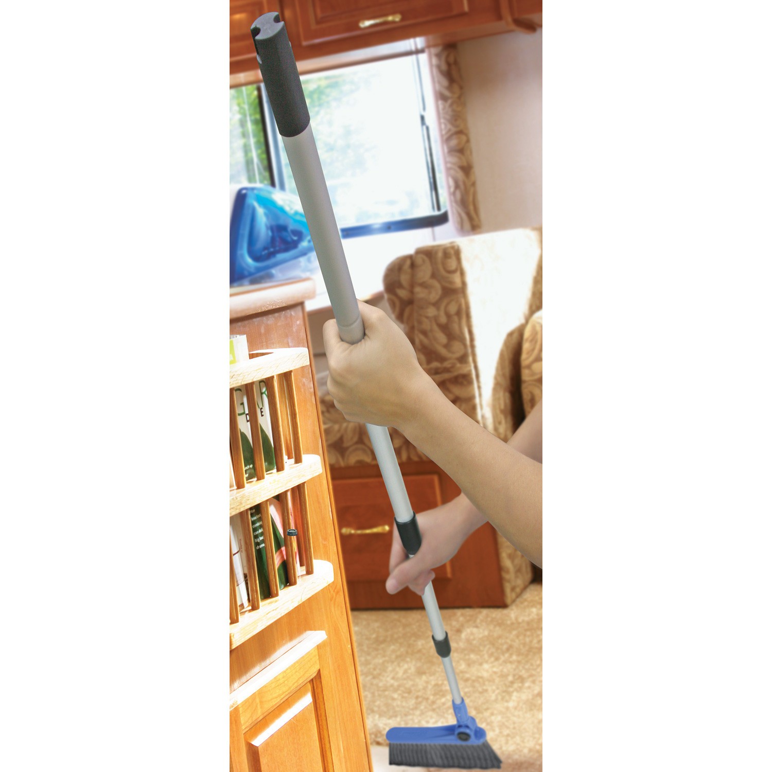 Camco Adjustable Broom w Dust Pan