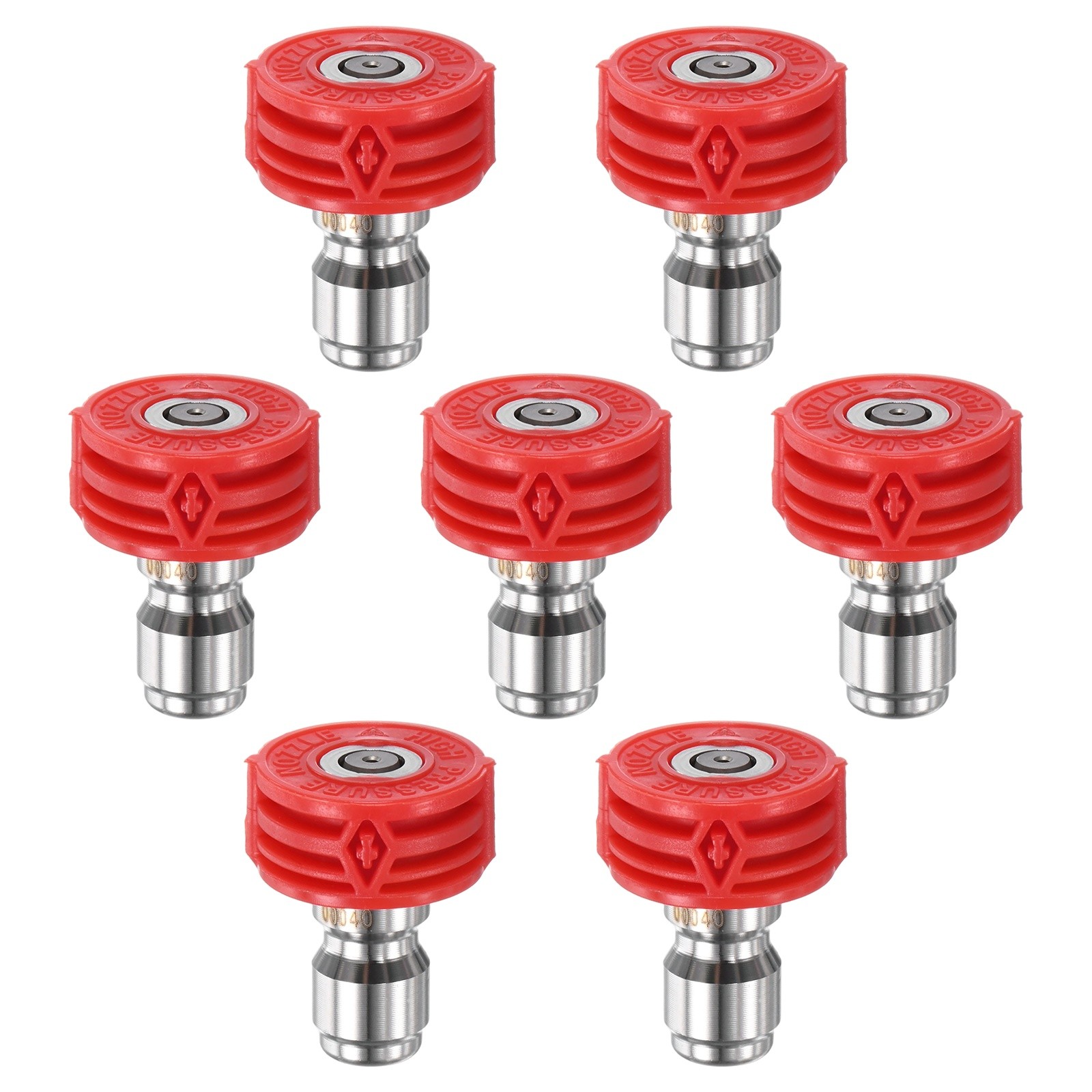7-Pack 1/4″ Quick Connect, Orifice 4.0 Pressure Washer Tips [Red]