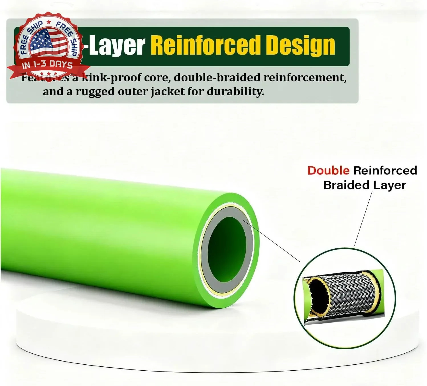 Pressure Washer Hose 50FT for Power Washer, 5800 PSI Kink Resistant Pressure Was