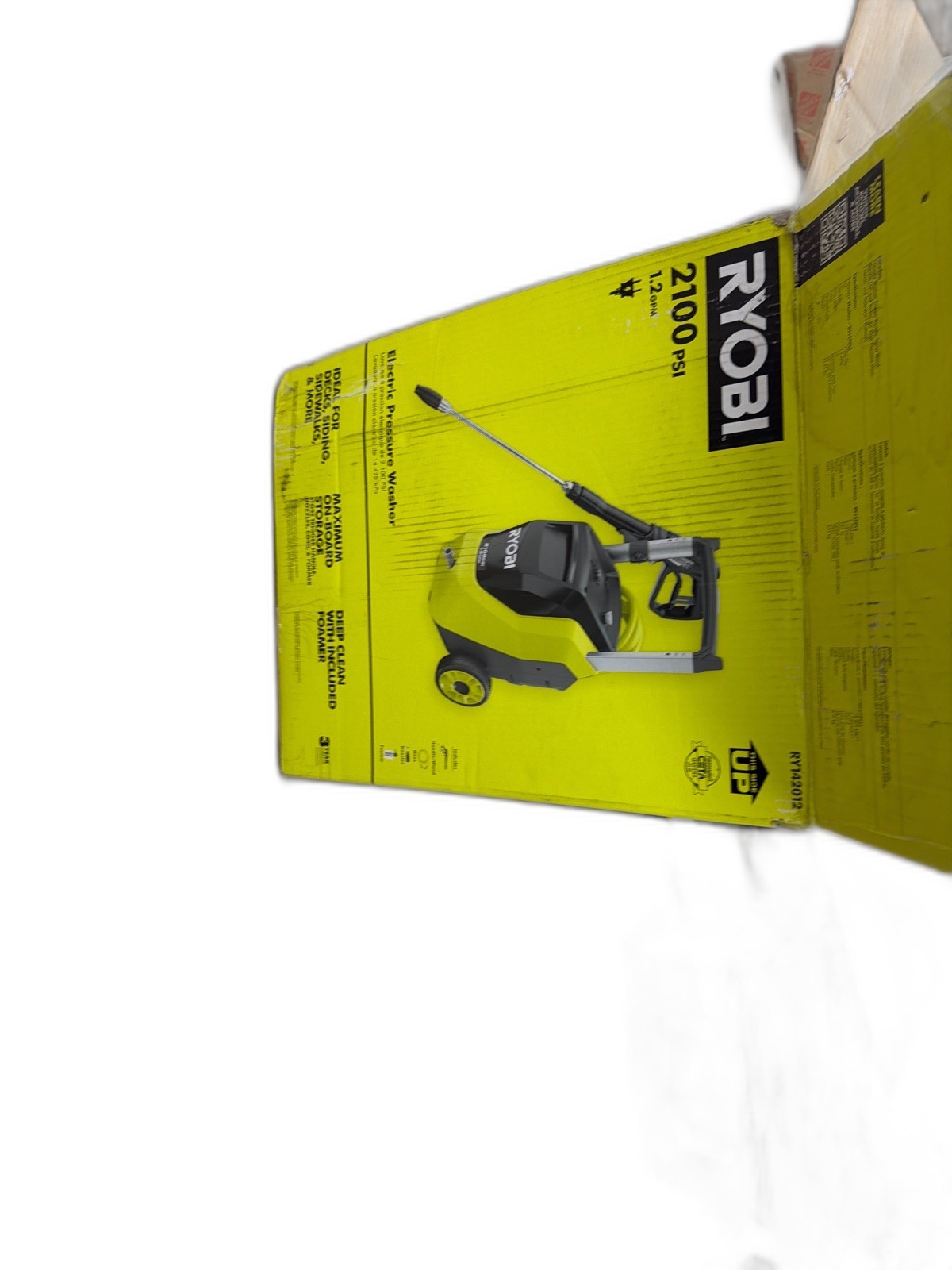 RYOBI 2100 PSI 1.2 GPM Cold Water Electric Pressure Washer MISSING SEE PICS