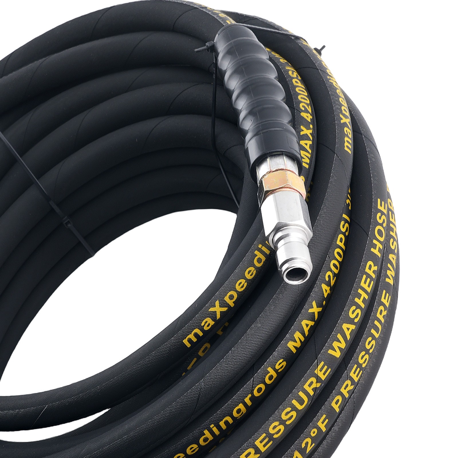 50ft 3/8″ Power Pressure Washer Hose 4200PSI Steel Wire Braided w/ M22 Coupler