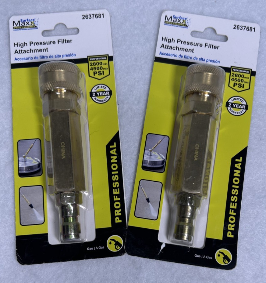 (2) Surface Maxx 2637681 High Pressure Washer Filter Attachment 2800min 400max