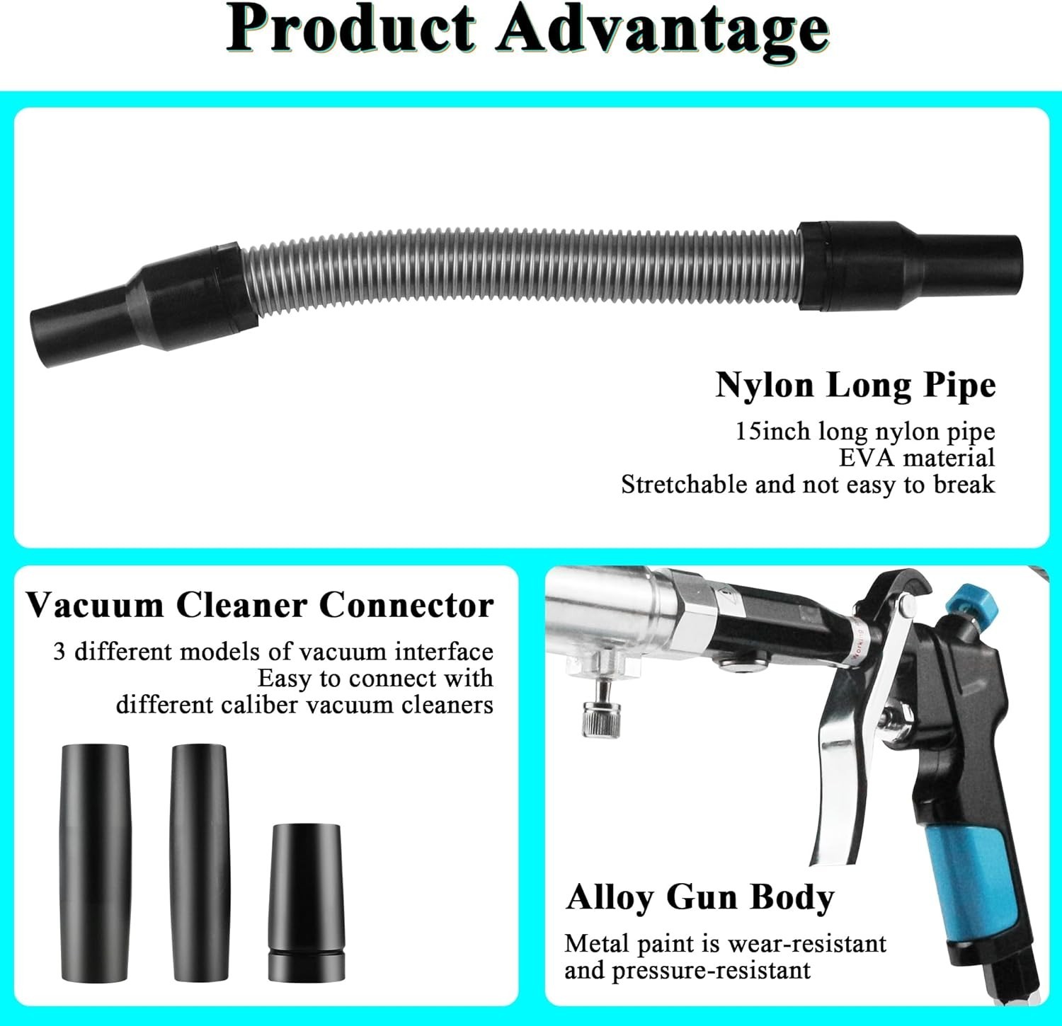 2-in-1 Car Interior Detailing Air Blow & Vacuum Gun Adjustable Airflow NozzlePro
