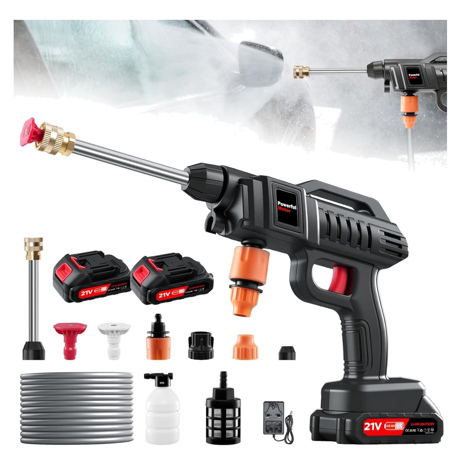 Cordless Electric High Pressure Water Spray Car Gun 850PSI Portable Washer Clean