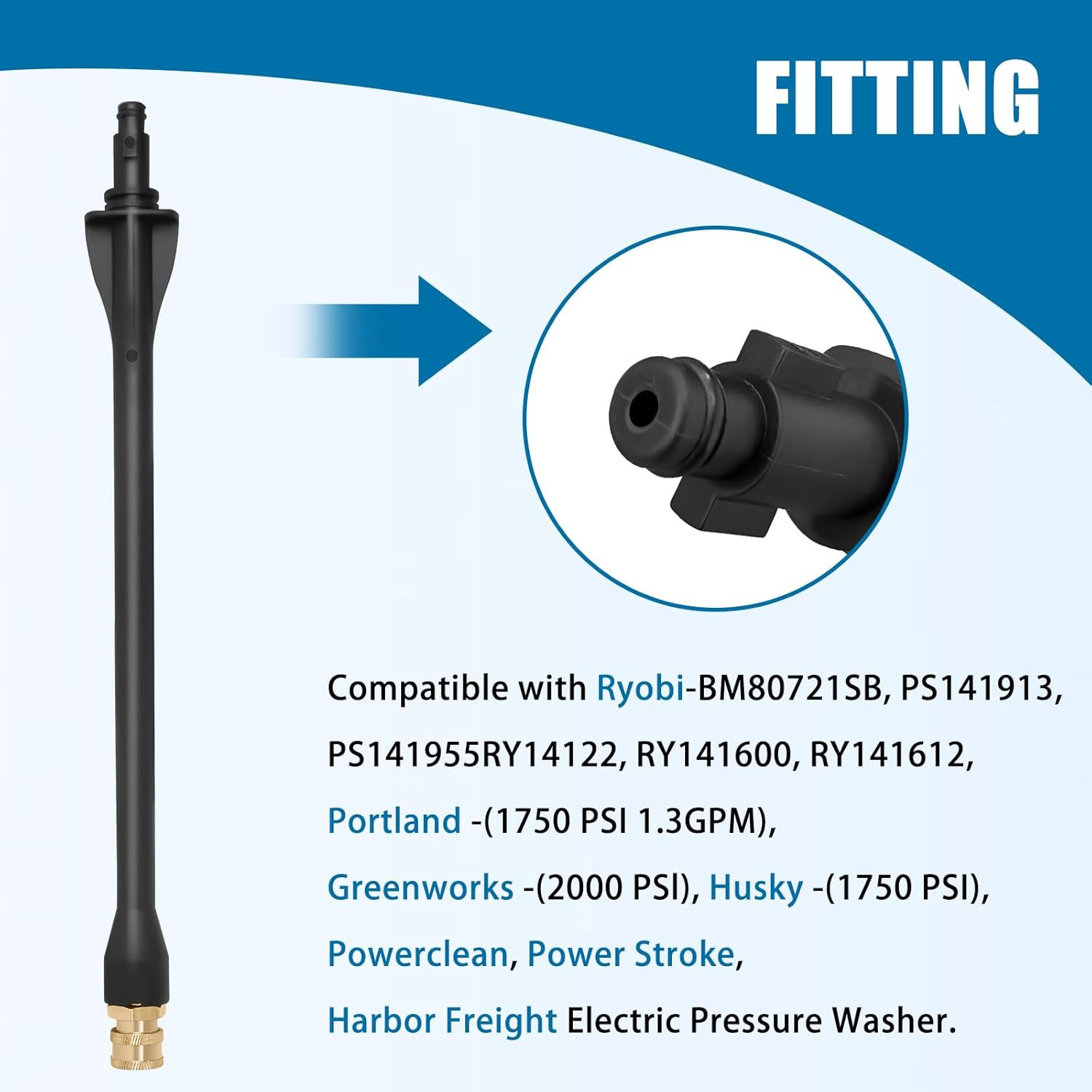 Pressure Washer Wand 308494075 with 5 Spray Nozzles and 1 Tips Holder for Ryo…