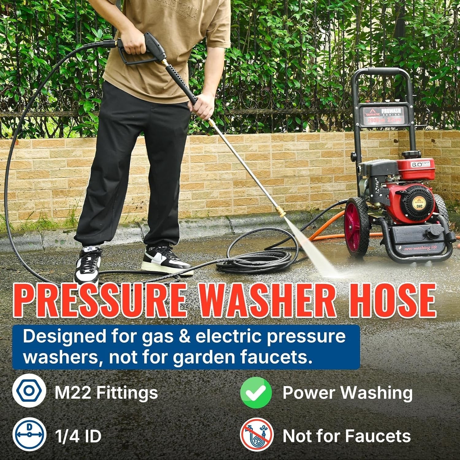 High Pressure Washer Hose M22-14mm 3200PSI / Car Washing Gun Foam Sprayer Cannon