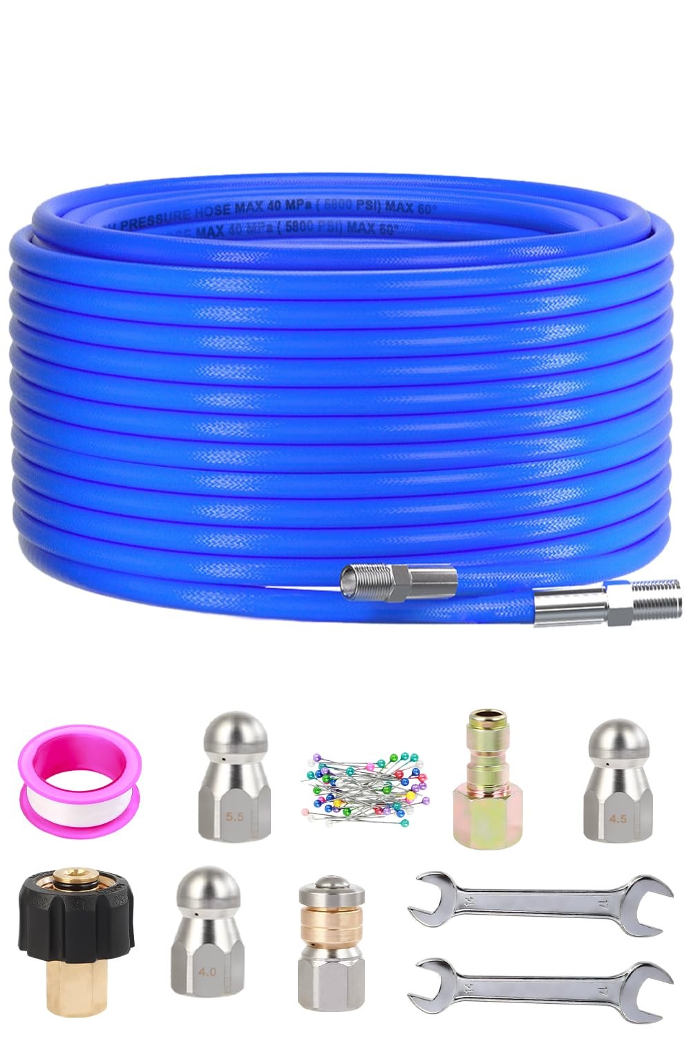 Sewer Jetter Kit for Pressure Washer 50FT, 5800 PSI Water Jet Drain Cleaner H…