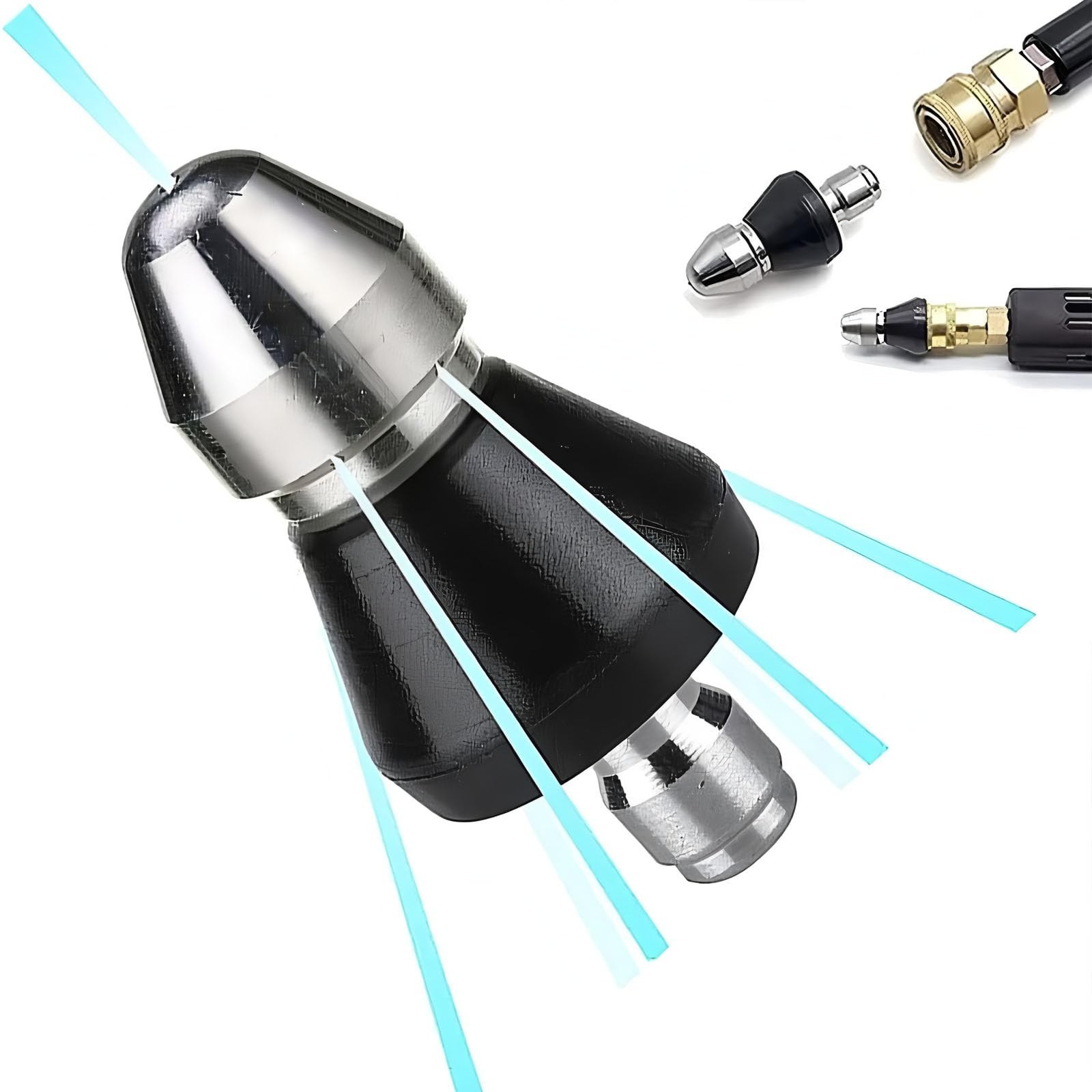 High-Pressure Sewer Jetter Nozzle Kit, 1/4″ Quick Connect Drain Cleaning Tool, U