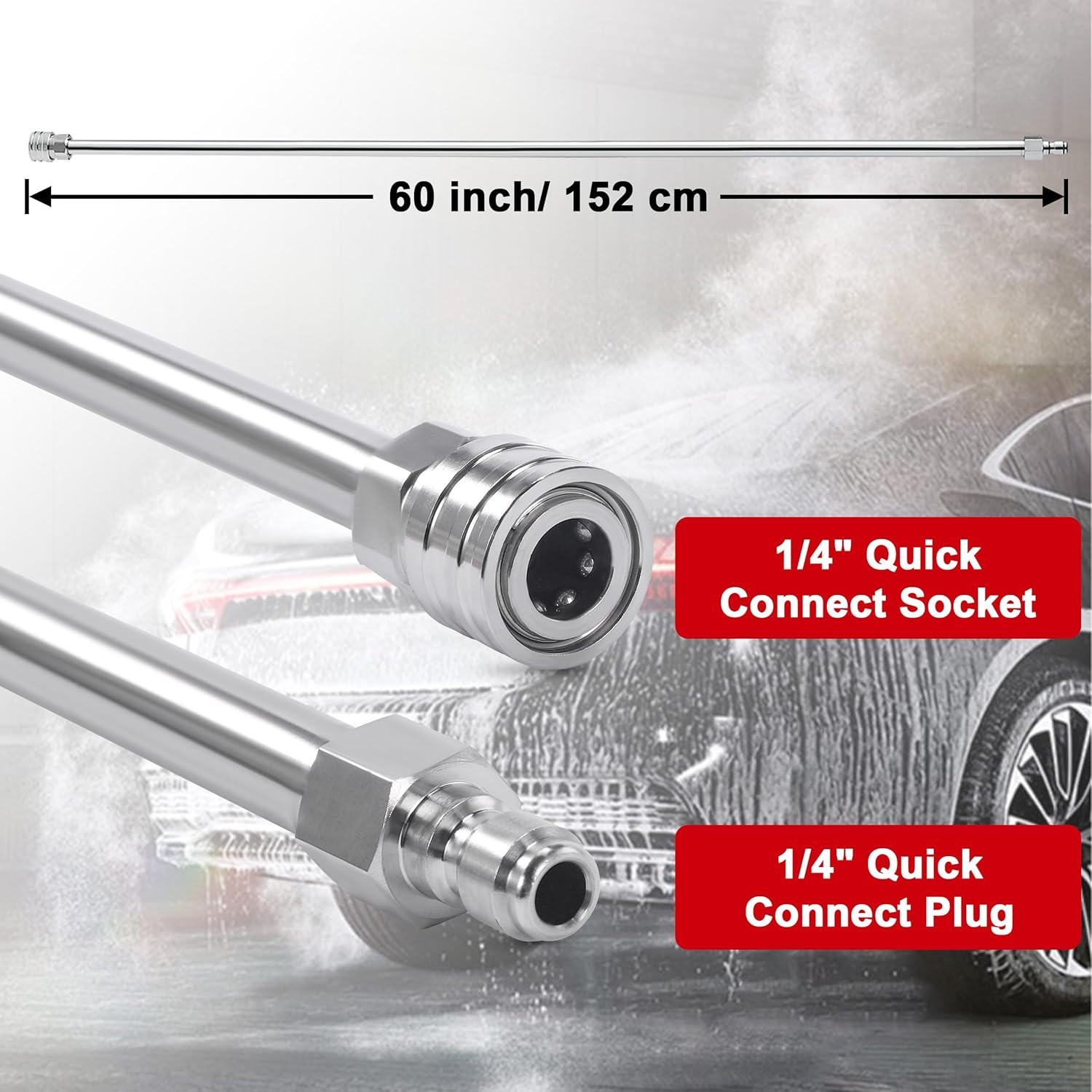120″ Pressure Washer Extension Wand, Power Washer Extension Pole with 5 Nozzle T