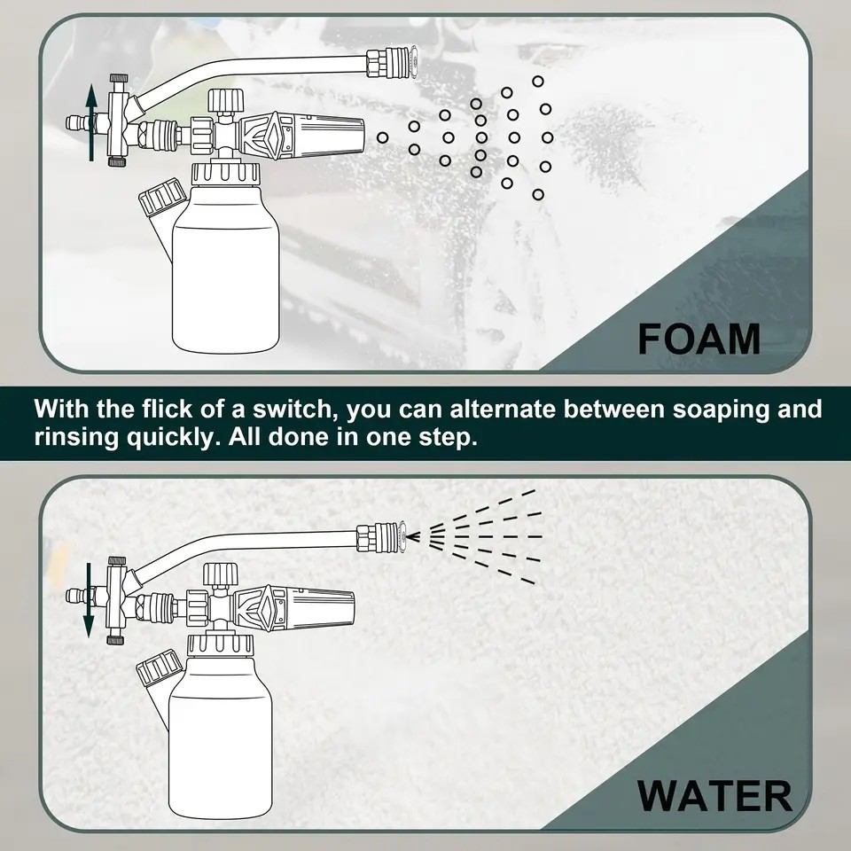 Foam Cannon Dual Connector Pressure Washer Foam Blaster 1/4″ Lance Nozzle
