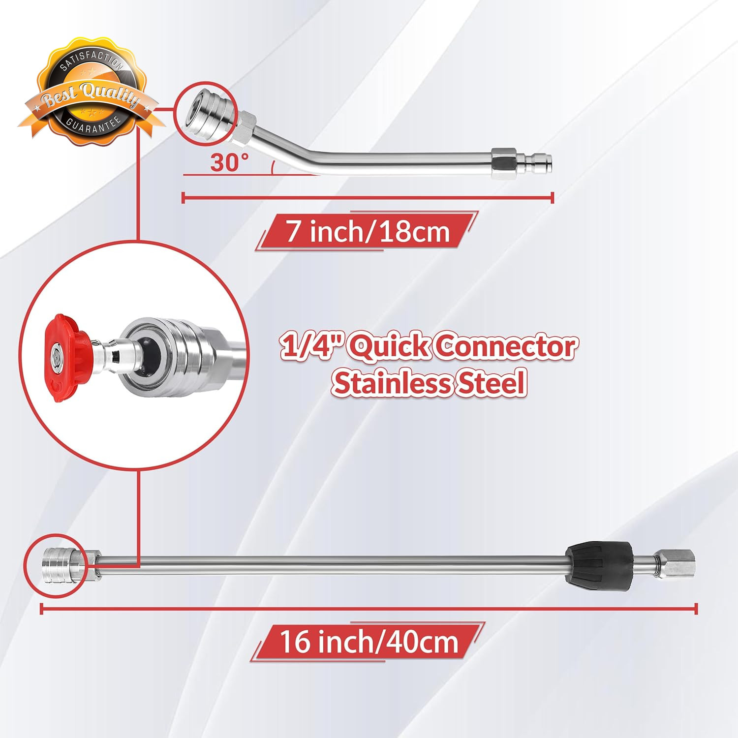 4000 PSI Pressure Washer Wand Extension 5 Nozzle Curved Rod Kit
