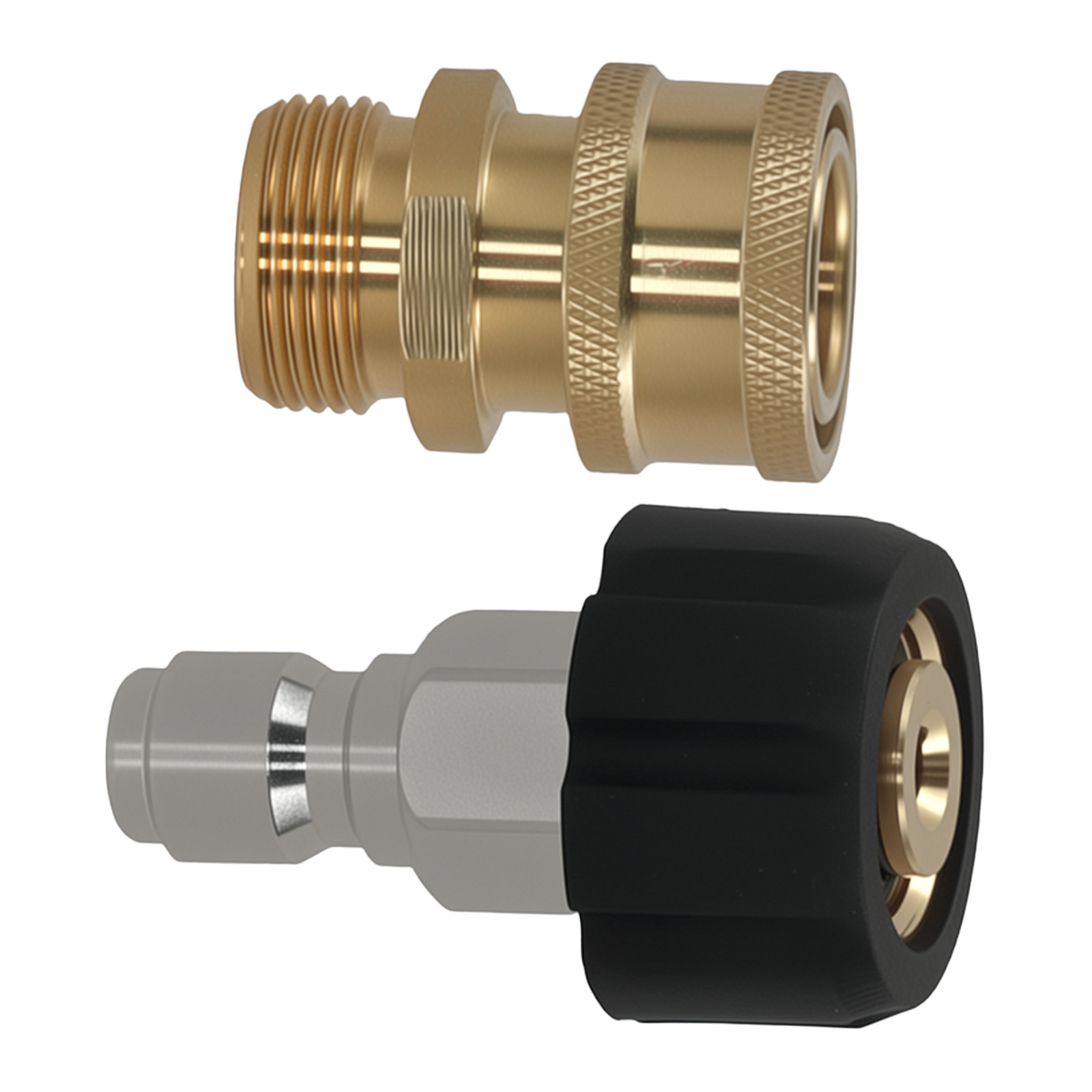 Brass Pressure Washer Adapter M22-15mm to 3/8″ Quick Connect 5000 PSI 2 Pack