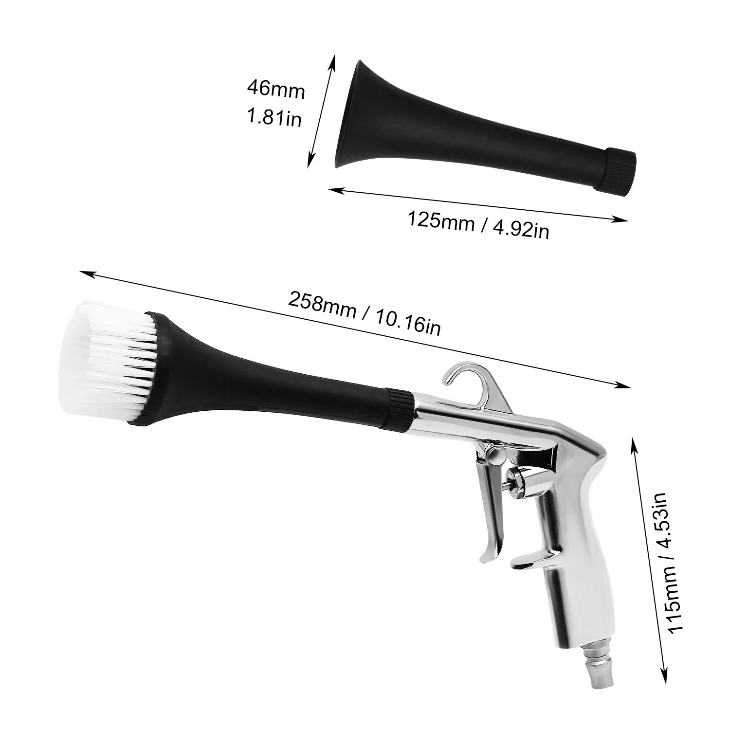 3-in-1 High-Pressure Car Cleaning Gun Tornado Air Blow Tool 360° Rotating 1/4in
