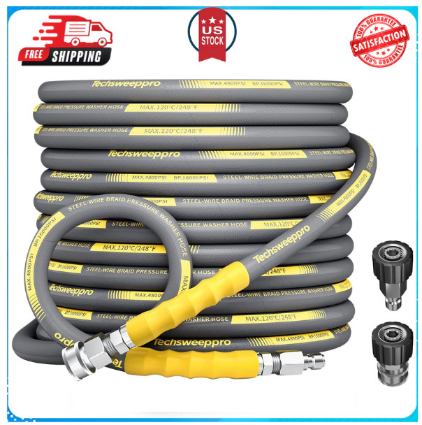 4800PSI Pressure Washer Hose 50FT with 3/8 Swivel Quick Connect for Cold/Hot Wa