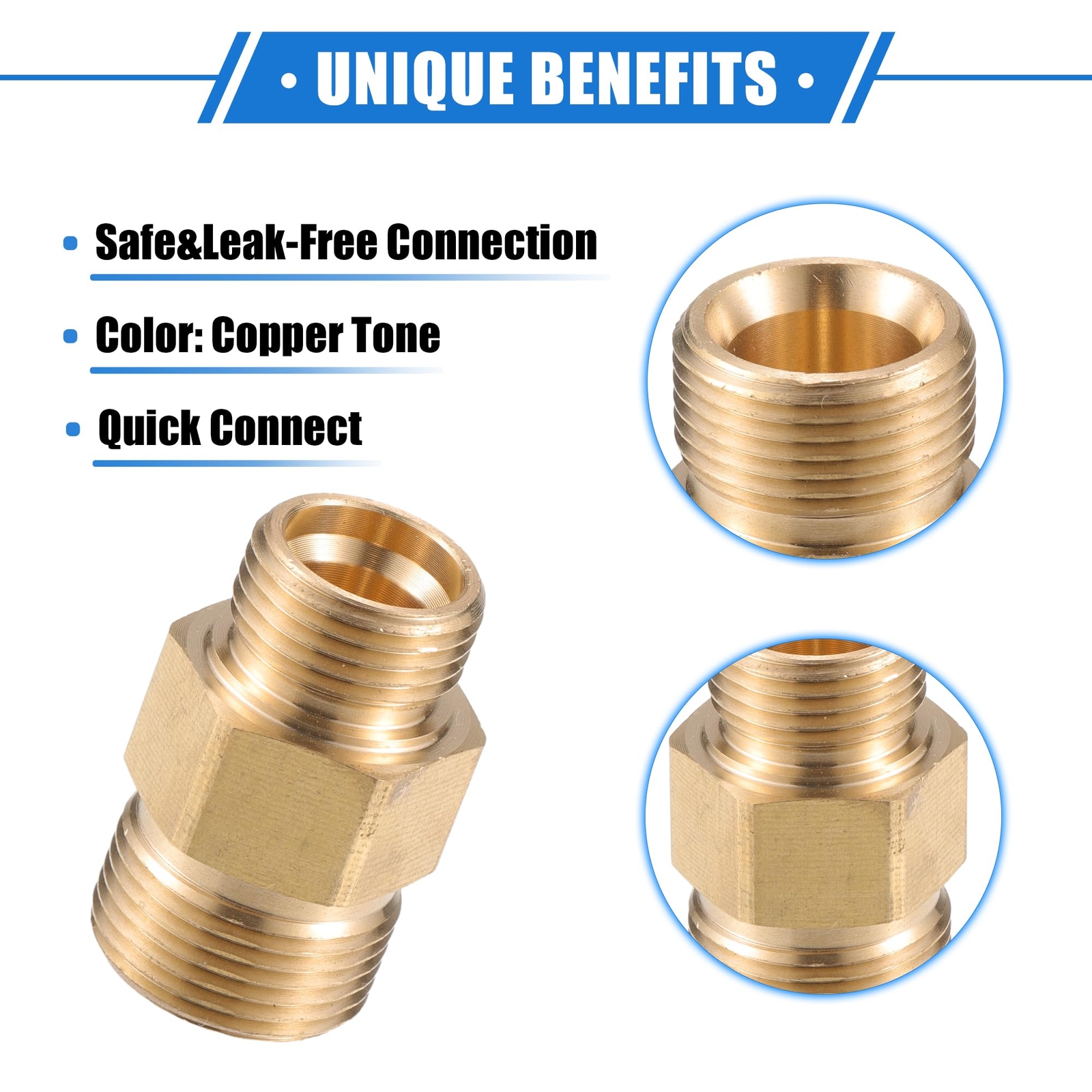 Pressure Washer Connector M18x1.5 to M22x1.5 Male Adapter Brass Screw Hose Co…