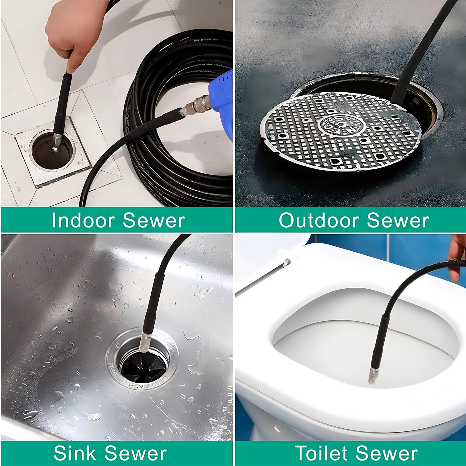 Sewer Jetter Kit 50Ft 1/4″ LakeBlue Hydro Drain Cleaner Pressure Washer Sewer