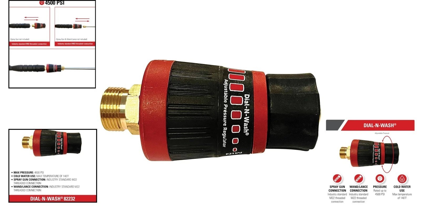 Twist Control Pressure Regulator for Power Washers Cold Water Only